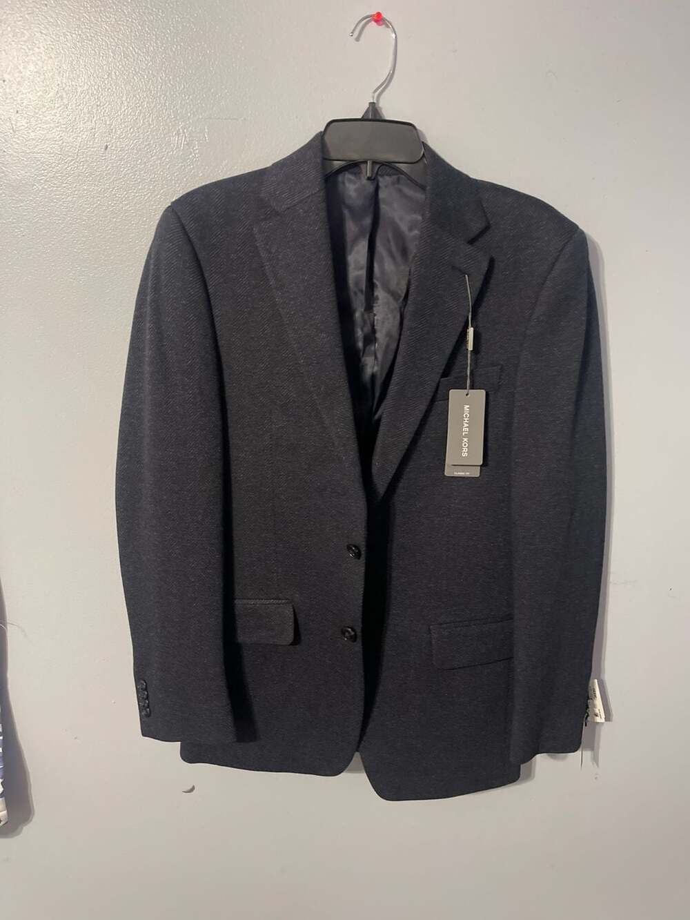 Michael Kors Men's Classic Fit Solid Textured Sport Coat Navy Blazer
